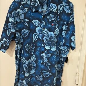 Quiksilver Navy and Sky Blue Shirt